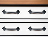 Set of Six Antiqued Silver Metal Drawer Pull Knobs