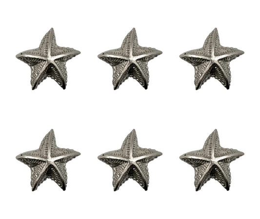Set of Six Silver Starfish Knob Iron Drawer Pull Knobs