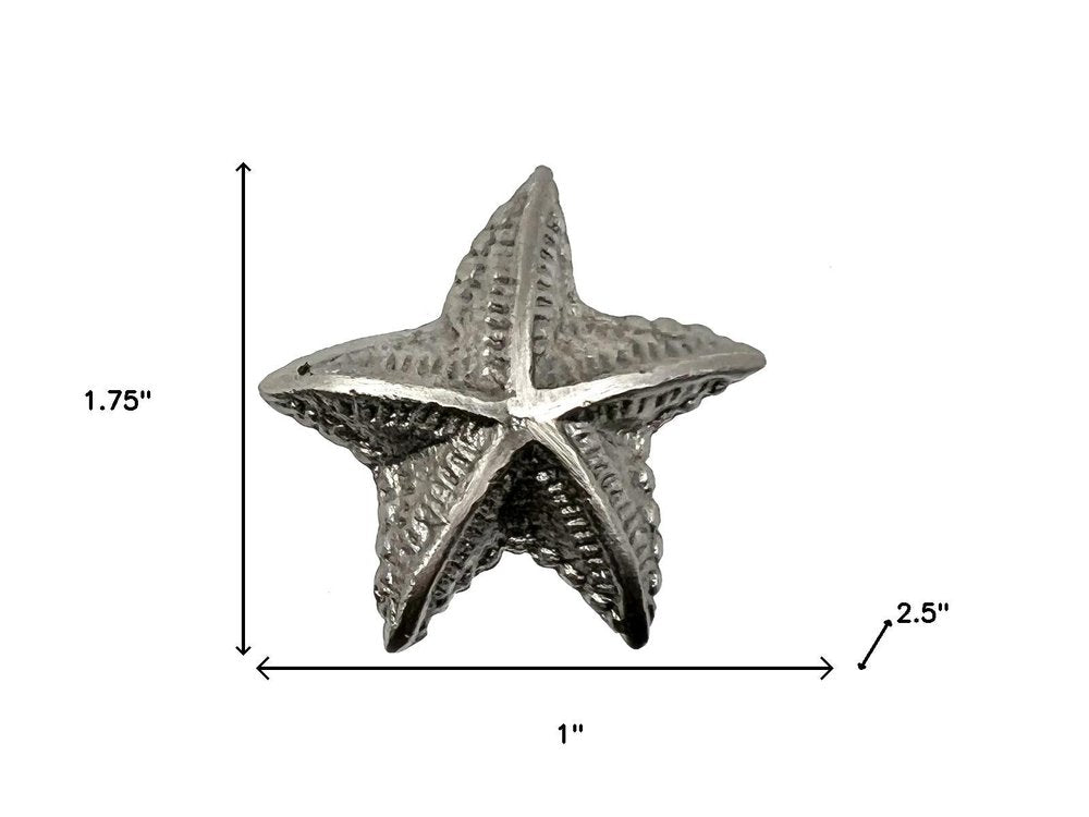 Set of Six Silver Starfish Knob Iron Drawer Pull Knobs