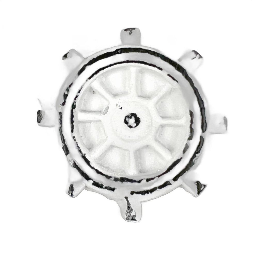 Set of Six White Iron Drawer Pull Knobs