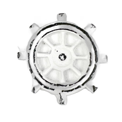 Set of Six White Iron Drawer Pull Knobs