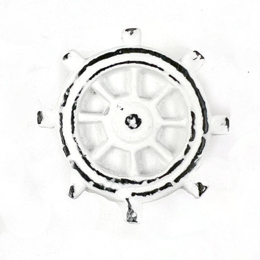 Set of Six White Iron Drawer Pull Knobs