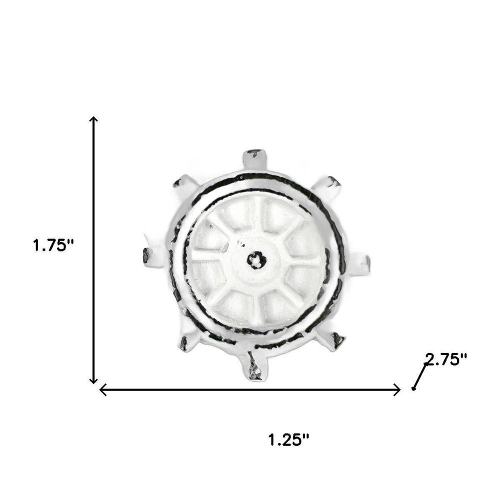 Set of Six White Iron Drawer Pull Knobs
