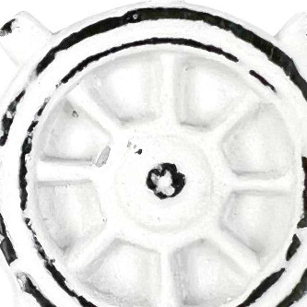 Set of Six White Iron Drawer Pull Knobs