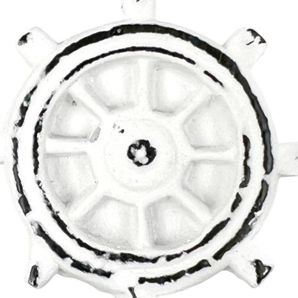 Set of Six White Iron Drawer Pull Knobs