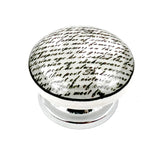 Set of Six White Poetic Script Ceramic Drawer Pull Knobs