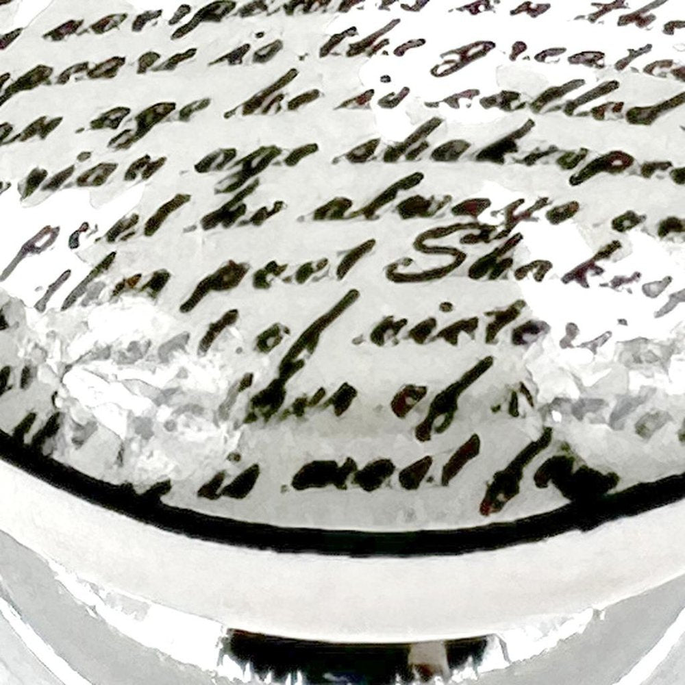 Set of Six White Poetic Script Ceramic Drawer Pull Knobs