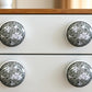 Set of Six White Poetic Script Ceramic Drawer Pull Knobs