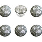 Set of Six White Poetic Script Ceramic Drawer Pull Knobs