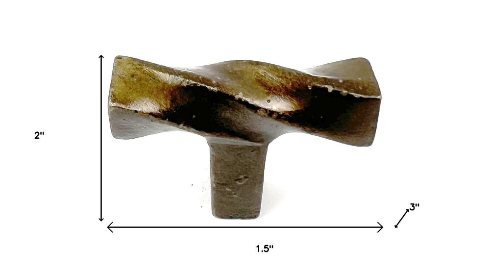 Set of Six Bronze Rectangle Knob Geometric Cast Aluminum Drawer Pull Knobs