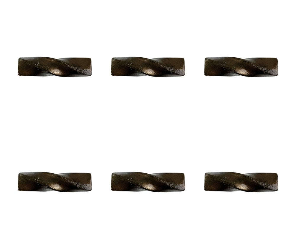 Set of Six Bronze Rectangle Knob Geometric Cast Aluminum Drawer Pull Knobs