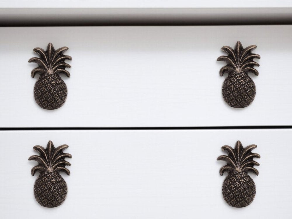 Set of Six Antiqued Bronze Pineapple Knob Metal Drawer Pull Knobs