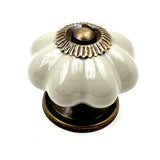 Set of Six Gray Floral Knob Ceramic Drawer Pull Knobs