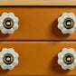 Set of Six Gray Floral Knob Ceramic Drawer Pull Knobs