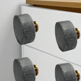 Set of Six Gray Disc Knob Stone Drawer Pull Knobs