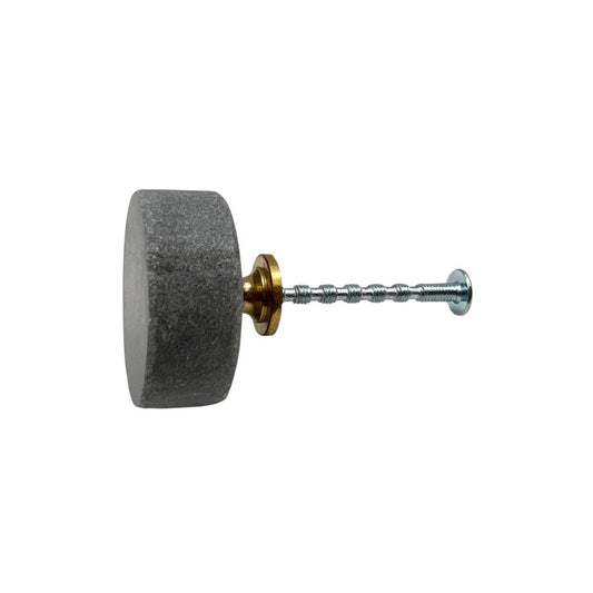 Set of Six Gray Disc Knob Stone Drawer Pull Knobs