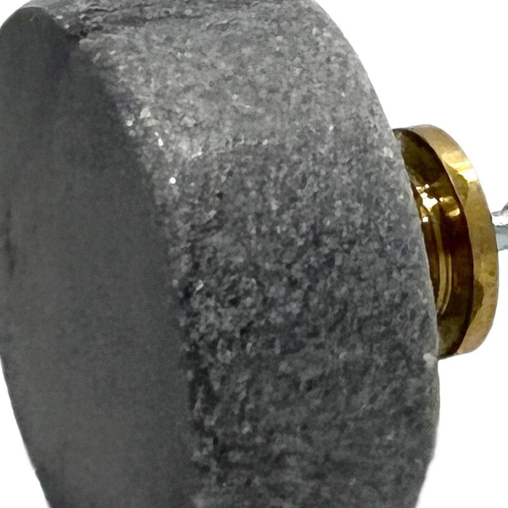 Set of Six Gray Disc Knob Stone Drawer Pull Knobs