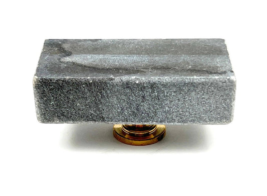 Set of Six Gray Rectangle Knob Stone Drawer Pull Knobs