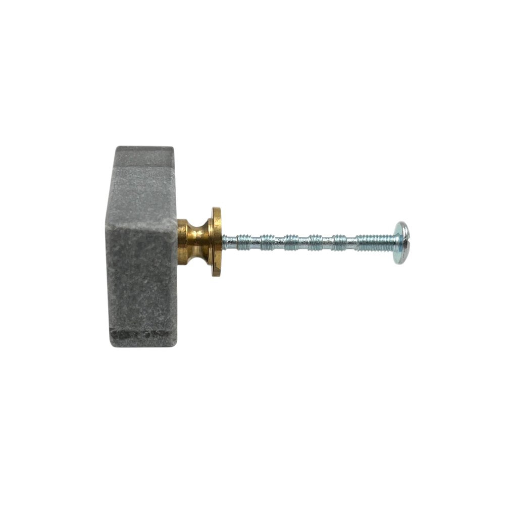 Set of Six Gray Rectangle Knob Stone Drawer Pull Knobs
