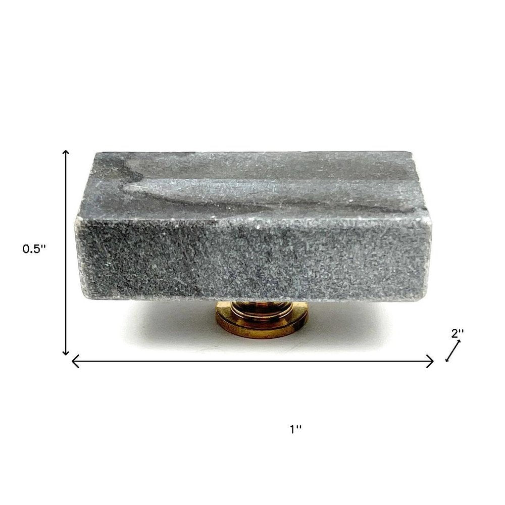 Set of Six Gray Rectangle Knob Stone Drawer Pull Knobs
