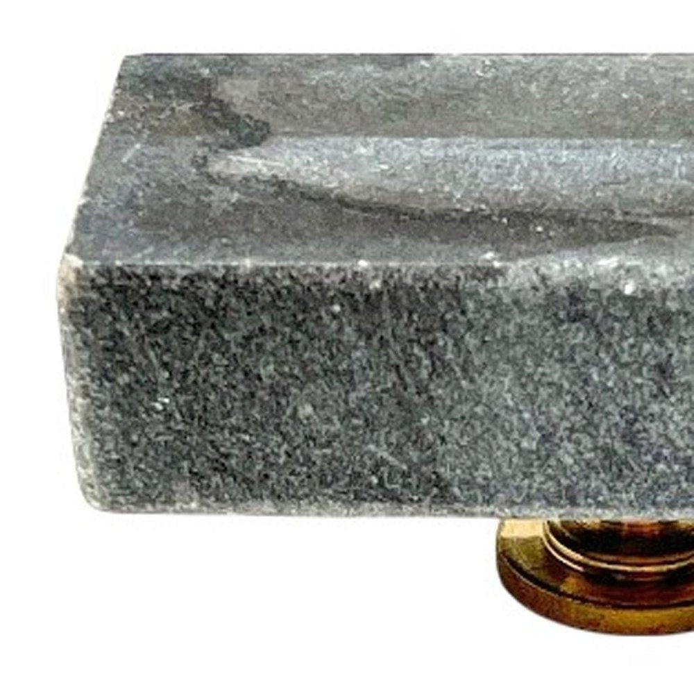 Set of Six Gray Rectangle Knob Stone Drawer Pull Knobs