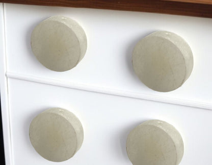 Set of Six Off White Stone Disc Drawer Pull Knobs