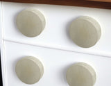 Set of Six Off White Stone Disc Drawer Pull Knobs