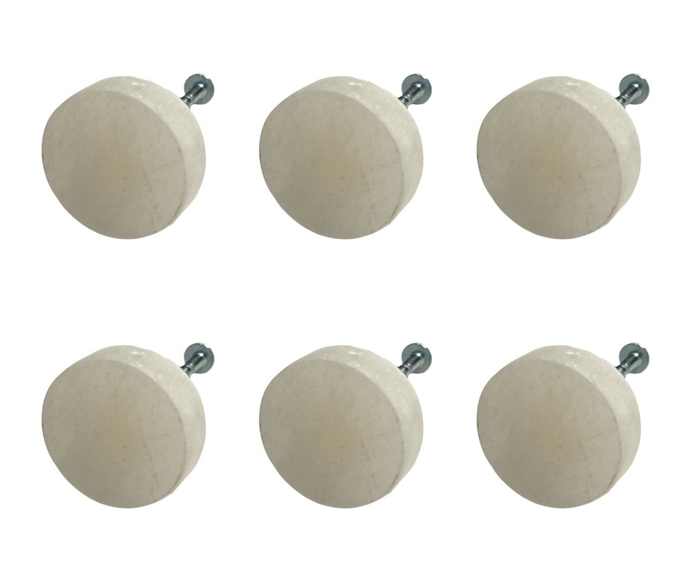 Set of Six Off White Stone Disc Drawer Pull Knobs