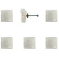 Set of Six White Square Knob Stone Drawer Pull Knobs