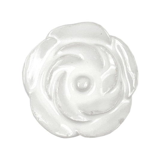 Set of Six White Ceramic Flower Shape Drawer Pull Knobs