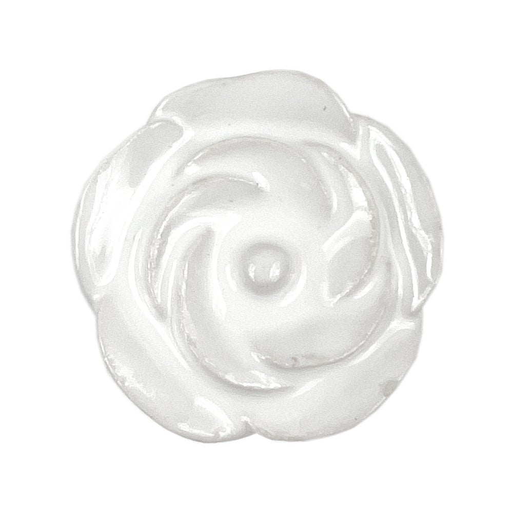 Set of Six White Ceramic Flower Shape Drawer Pull Knobs