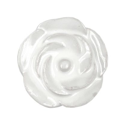 Set of Six White Ceramic Flower Shape Drawer Pull Knobs