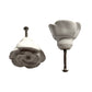 Set of Six White Ceramic Flower Shape Drawer Pull Knobs
