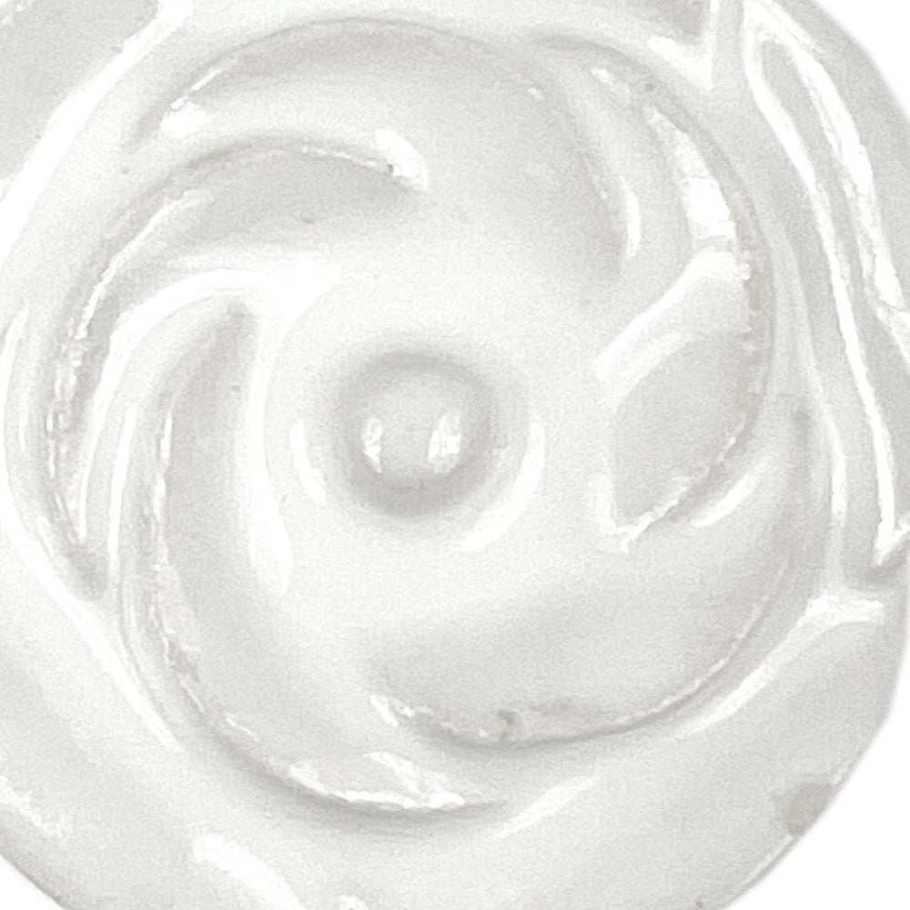 Set of Six White Ceramic Flower Shape Drawer Pull Knobs