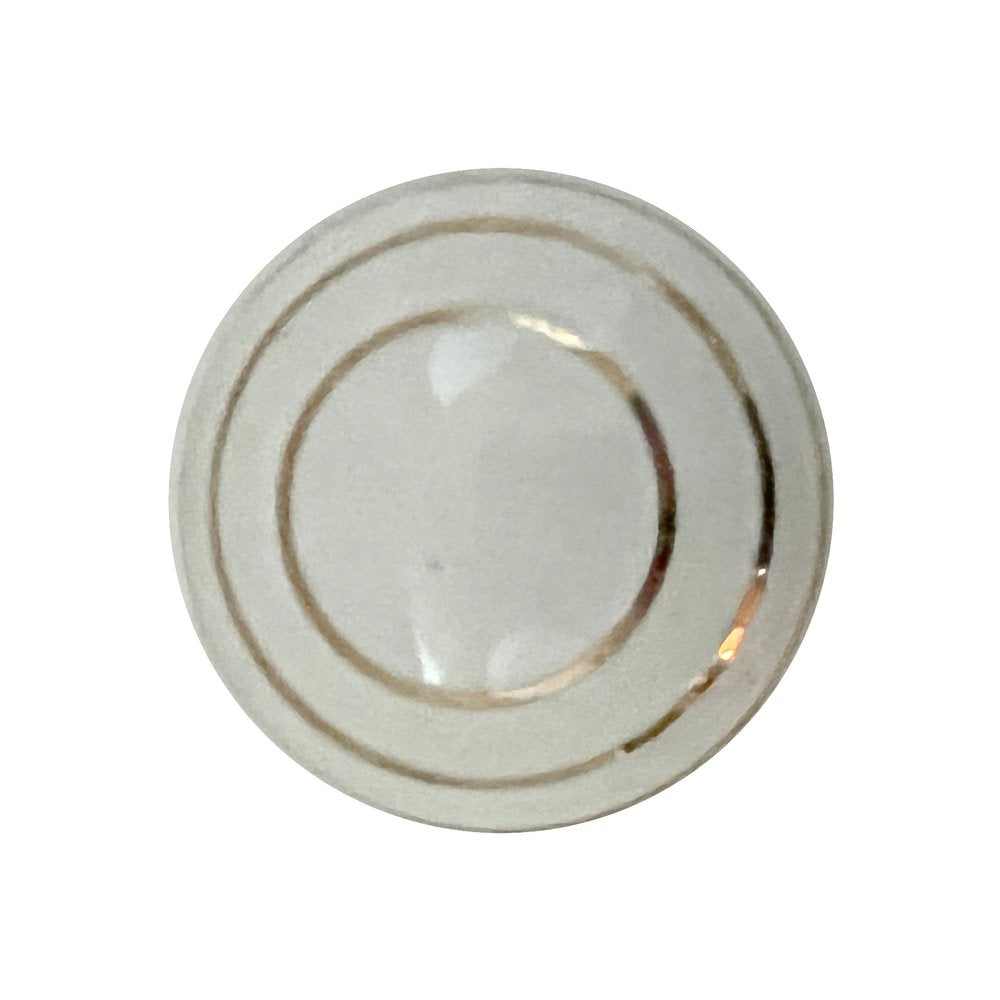 Set of Six White And Gold Geometric Ceramic Drawer Pull Knobs