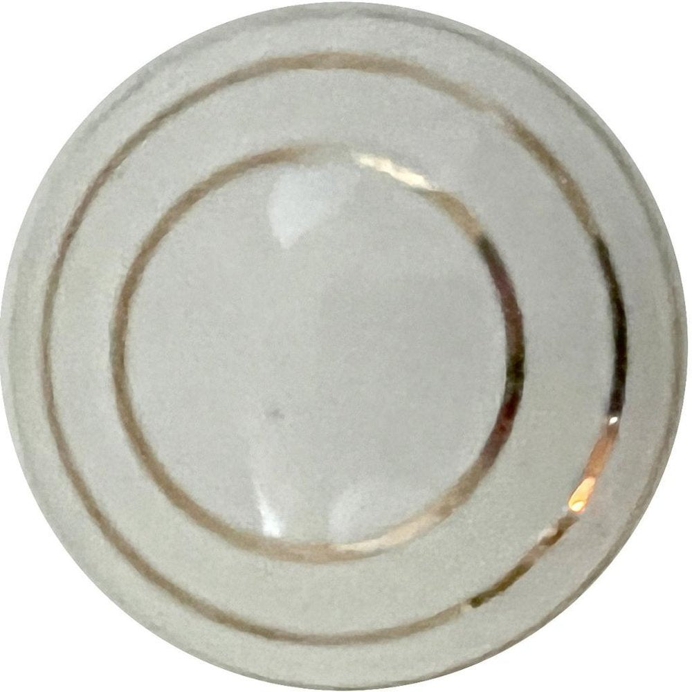 Set of Six White And Gold Geometric Ceramic Drawer Pull Knobs