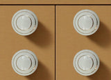 Set of Six White And Gold Geometric Ceramic Drawer Pull Knobs
