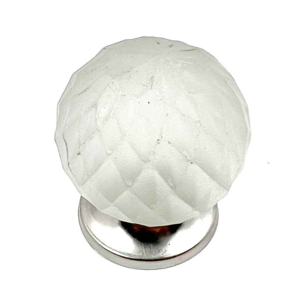 Set of Six White Glass Drawer Pull Knobs