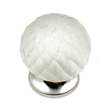 Set of Six White Glass Drawer Pull Knobs