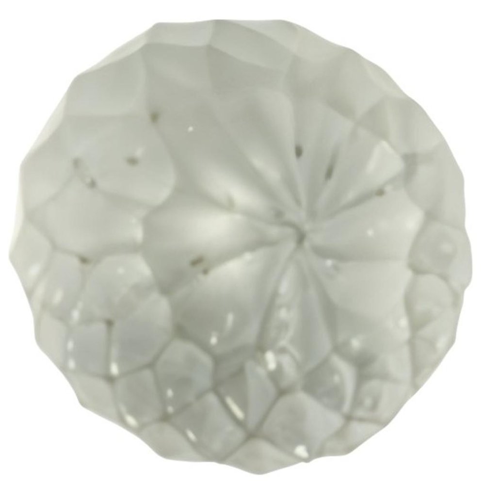 Set of Six White Glass Drawer Pull Knobs