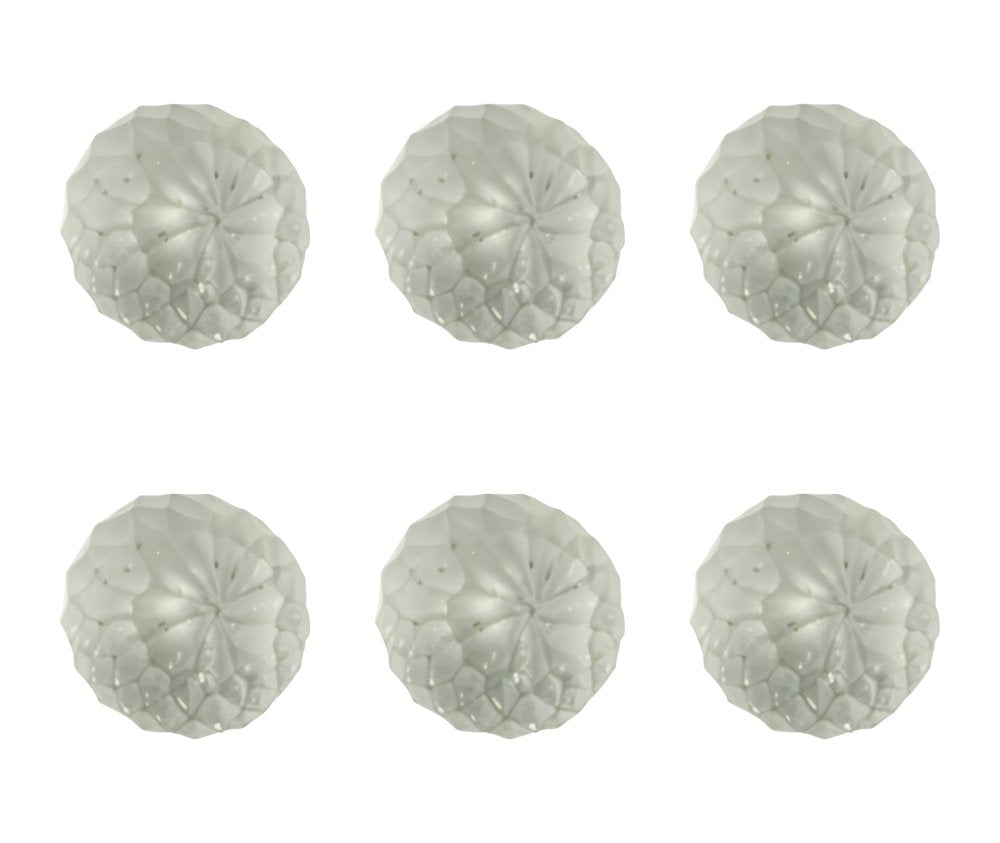 Set of Six White Glass Drawer Pull Knobs