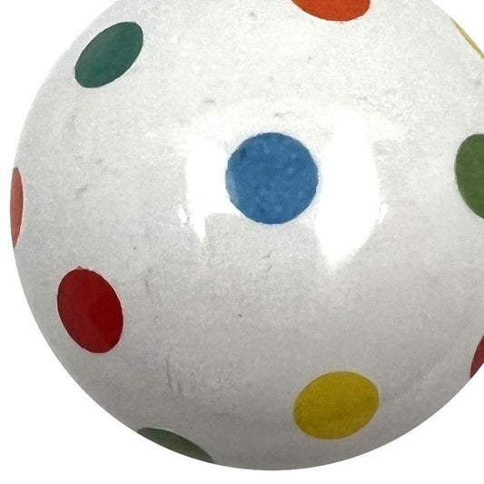 Set of Six Blue Green Off White And Red Polka Dots Ceramic Drawer Pull Knobs