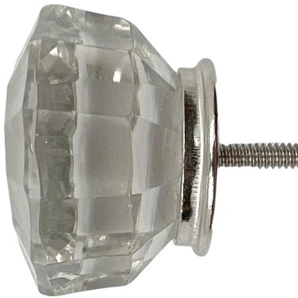 Set of Six Clear Glass Drawer Pull Knobs