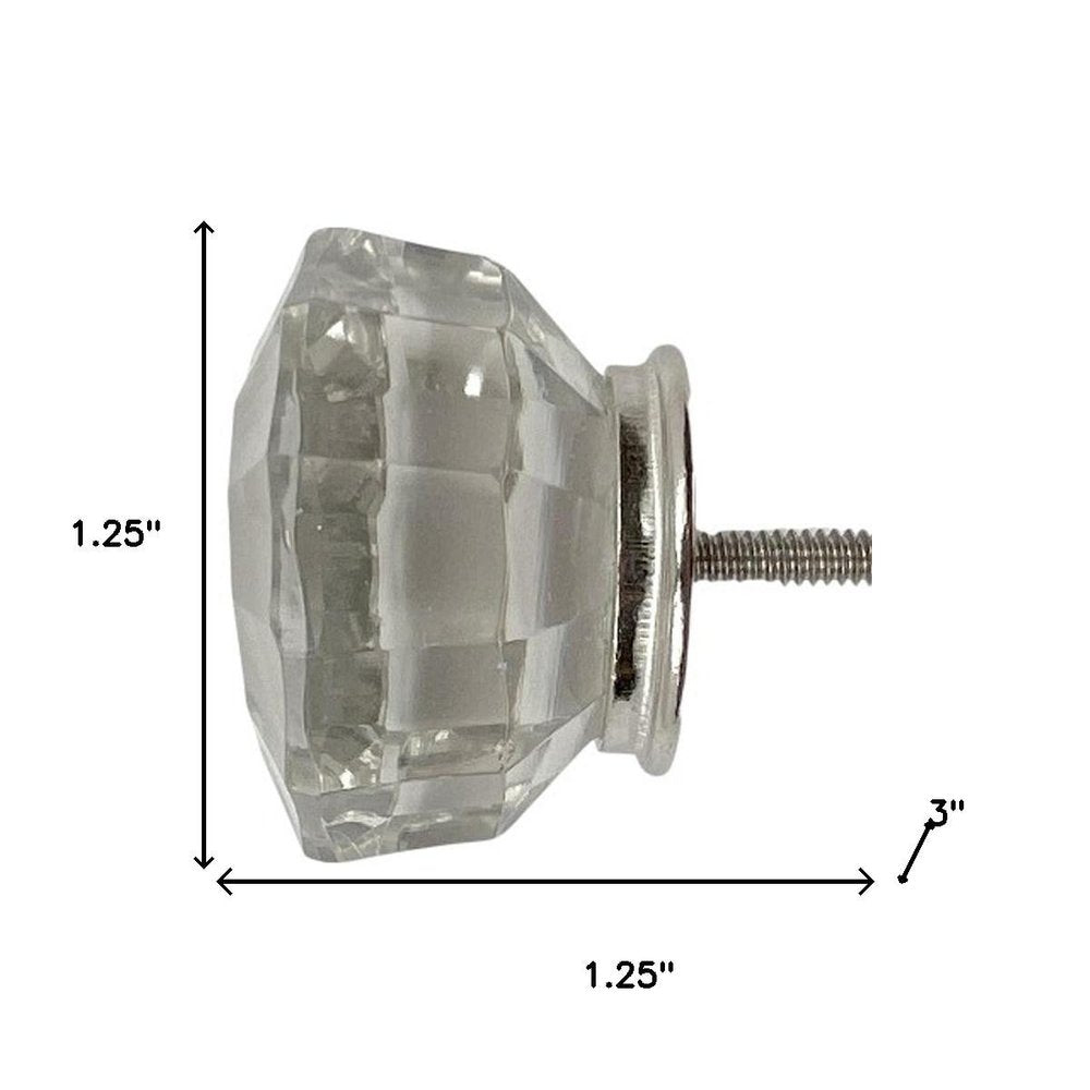 Set of Six Clear Glass Drawer Pull Knobs