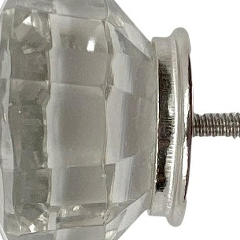 Set of Six Clear Glass Drawer Pull Knobs