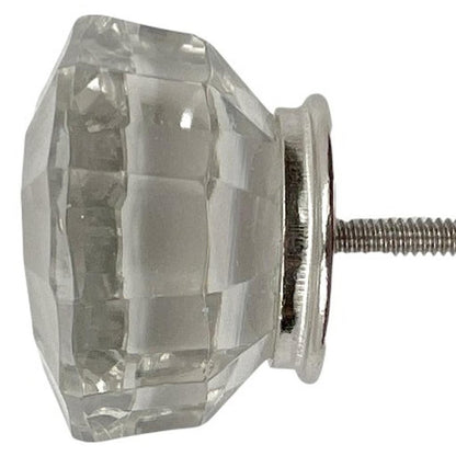 Set of Six Clear Glass Drawer Pull Knobs
