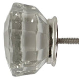 Set of Six Clear Glass Drawer Pull Knobs