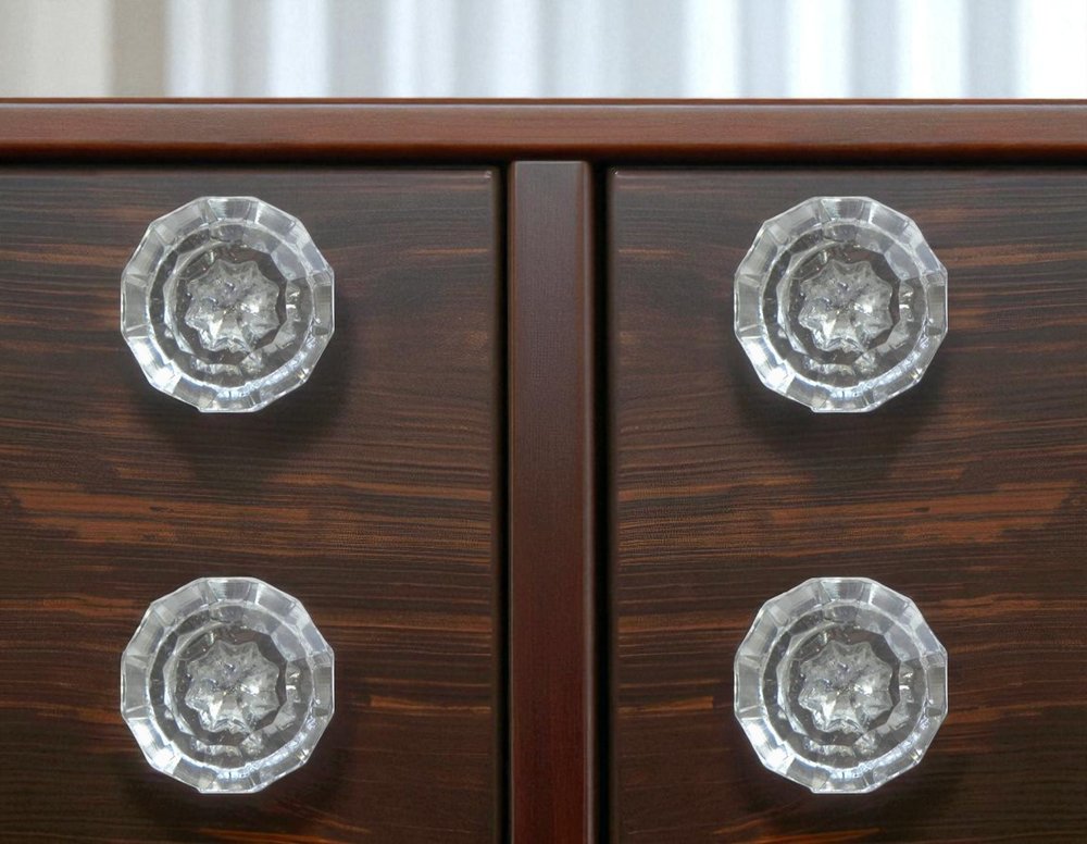Set of Six Clear Glass Drawer Pull Knobs