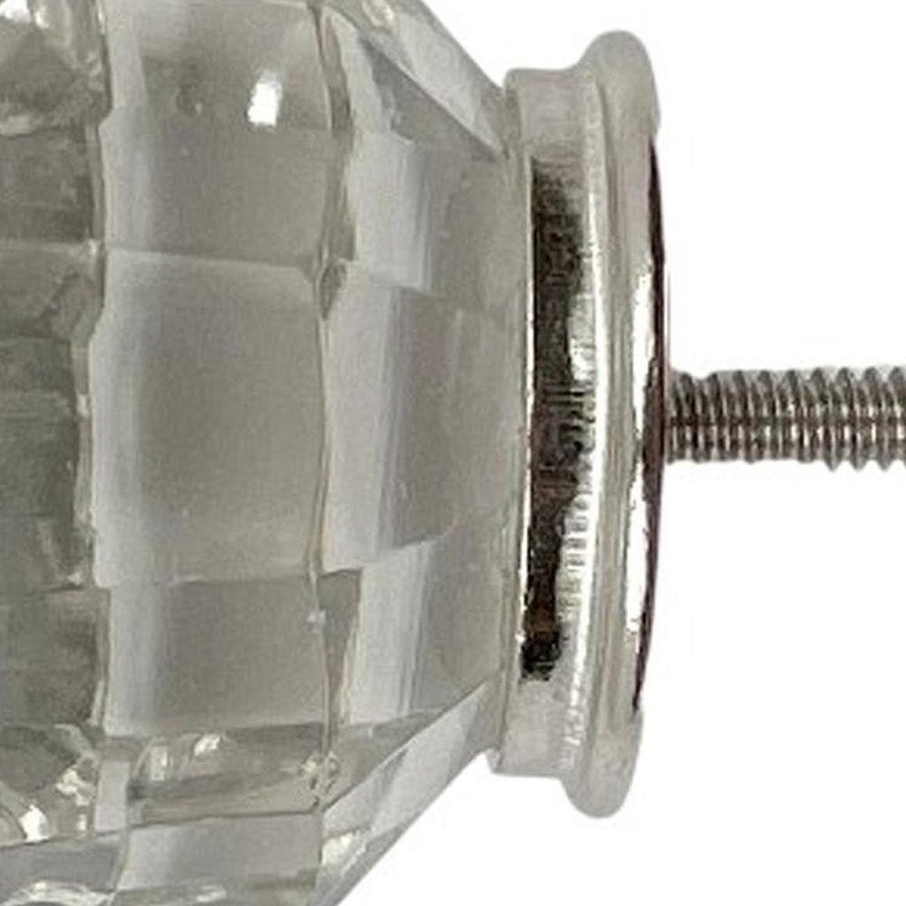 Set of Six Clear Glass Drawer Pull Knobs