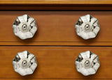 Set of Six Silver Glass Drawer Pull Knobs